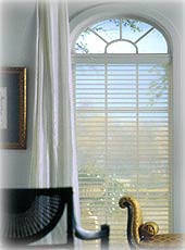 A window with a Venetian blind